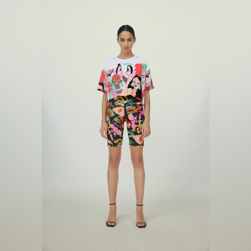 Zara Woman in Art Miranda Makaroff Print T-Shirt